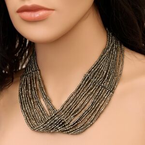 BALLET, Multi Strand Dark Silver Seed beads Necklace